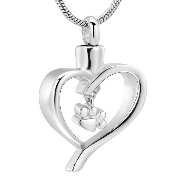 

pendant necklaces pet print heart cremation urn necklace for ashes keepsake locket memorial jewelry animal, Silver