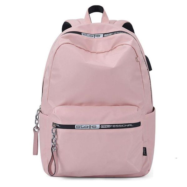 

nylon backpack school travel bag daypack with usb charging port bookbag for teenager girls