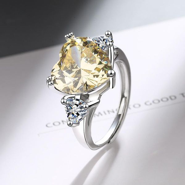 

cluster rings fanqieliu yellow crystal 925 sterling silver ring for girl charming heat adjustable wedding bands women fql21336, Golden;silver