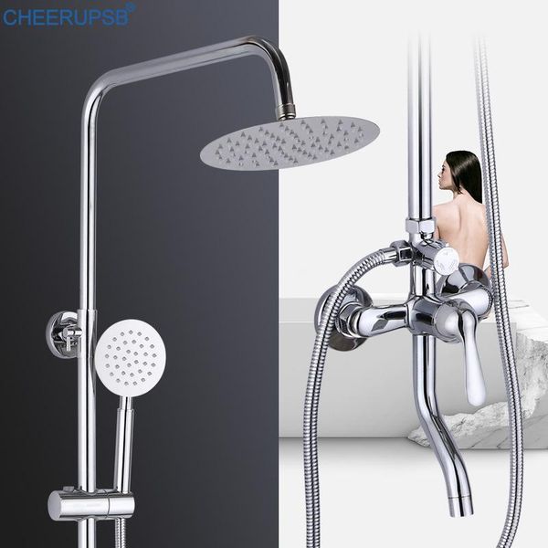 

sky rain bathroom shower set wall mount 9 inch round disc rainfall system luxury chrome bathtub mixer faucet bath grifos sets