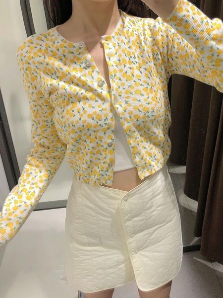 

women's t-shirt floral print long sleeve button through rib knit tee, White