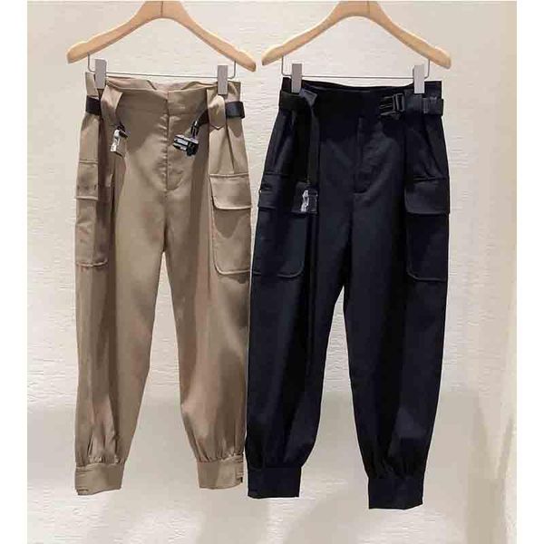 

women's pants & capris cosmicchic 2021 women casual military cotton hip hop skateboard overall trousers with belt high street cargo, Black;white