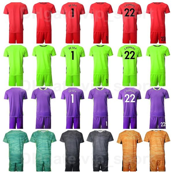 

man soccer goalkeeper gk 22 sergio romero jersey goalie set peter schmeichel 1 david de gea edwin van der sar purple red black green orange