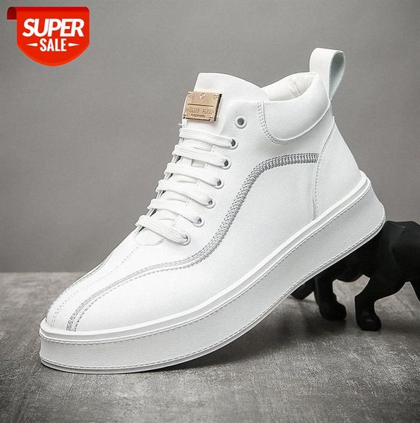 

high-shoes men's chinese casual embroidered hanfu leather boots in tube black korean version new #qb2o