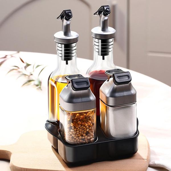 

storage bottles & jars 5pcs/set glass kitchen seasoning oil boxes spice condiment cuisine organizer home organization accessories