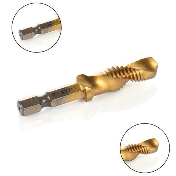 

hand tools tap drill bits set 1/4\" hex shank drilling accessory 6pcs m3-m10 metric
