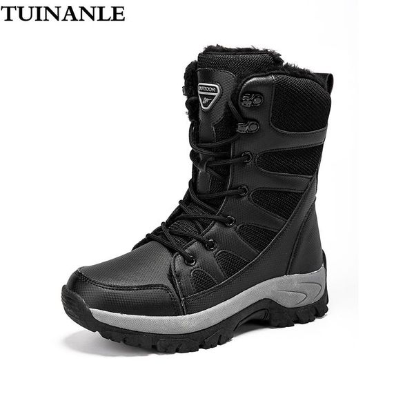 

boots tuinanle women snow winter warm plush mid-calf non-slip ladies booties black big size 42 platform botas mujer