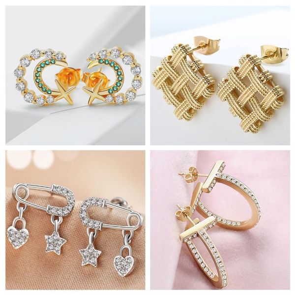 

stud arrivals micro pave zircon earrings of woman copper gilded earring braided round diy pendant, Golden;silver