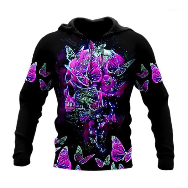 

men's hoodies & sweatshirts pullover hoodie 3d overall print skull flower colorful fun harajuku streetwear zipper hoodie/sweatshirt, Black