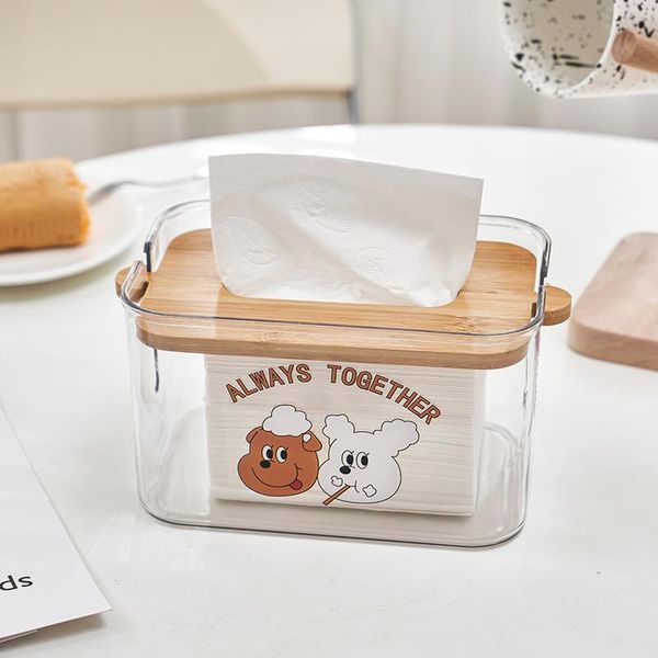 

tissue boxes & napkins creative pet transparent lifting bamboo cover box cartoon table paper extraction living room dining household napkin