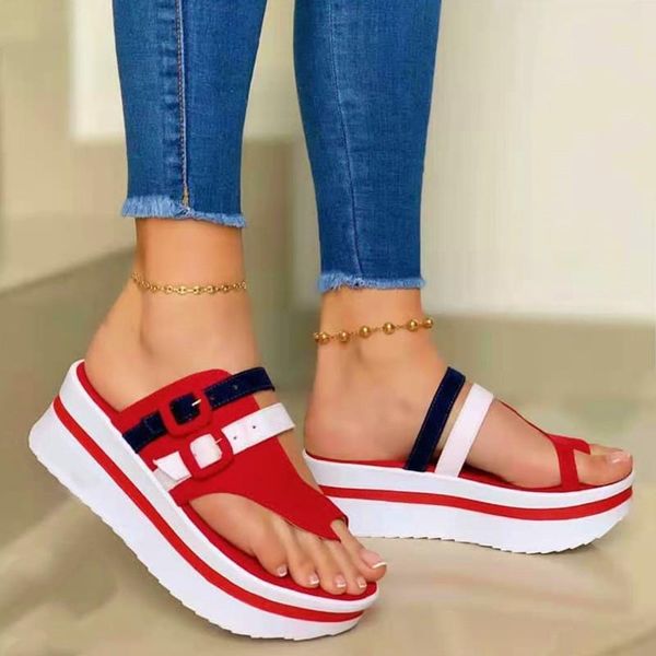 

sandals women wedge platform lightweight comfortable clip toe casual flip flops for summer 2021, Black