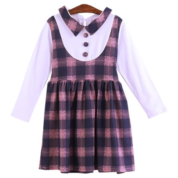 

girl's dresses kids for teens girls gift school style classic red purple plaid sport stripe girl clothes 4-14 princess bow party dress, Red;yellow
