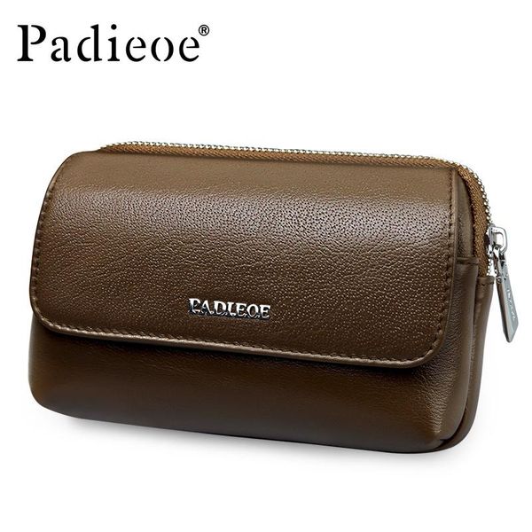 

padieoe genuine leather men's waist packs casual pack belt bag for men travel fanny bags