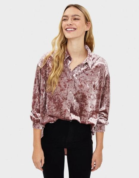 

women's blouses & shirts 2021 spring summer grand prix long velvet pink zaraing women blouse shirt vadiming sheining female plus size n, White