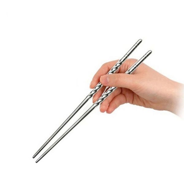 

chopsticks 1 pairs stainless steel anti-skip thread style durable drop