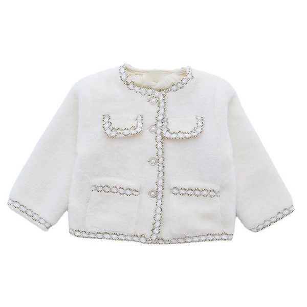 

jackets girls' cardigan 2021 autumn winter children's pearl button coat, Blue;gray