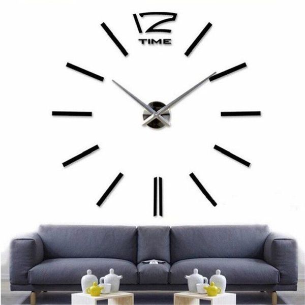 

wall clocks diy 3d acrylic mirror large circular clock quartz horloge watch living room home decoration drop