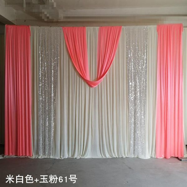 

colorful ice silk wedding backdrops curtain with swag for stage banquet party drapes background decoration