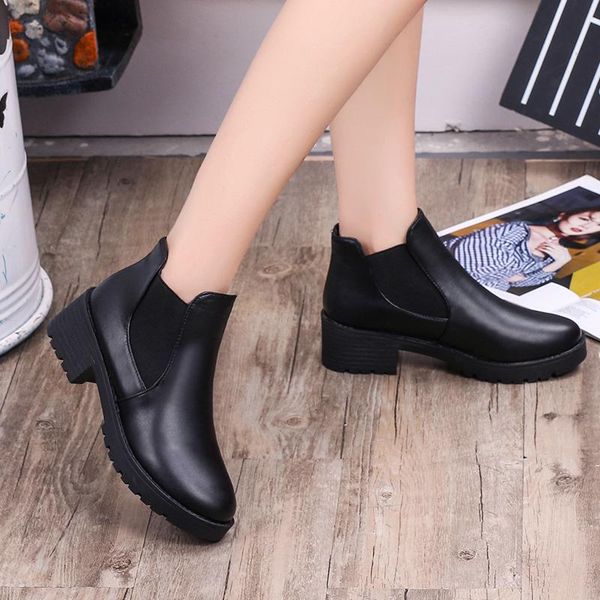 

boots 2021 autumn and winter ankle women's motorcycle fashion ladies shoes, Black