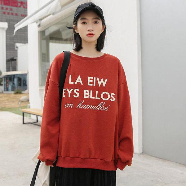 

women's hoodies & sweatshirts harajuku letter female o-neck collar casual women winter pullover loose, Black
