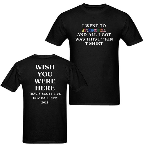 

mens and womens t-shirts cotton printing tee big size s-xxxl travis sco astroworld gov ball nyc, White;black