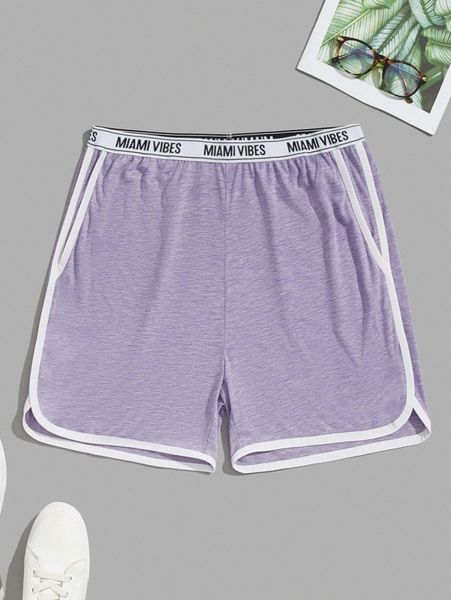 

men letter tape waist contrast binding lounge shorts c7dp#, Black;brown