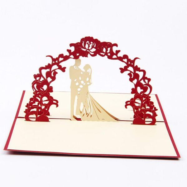 

greeting cards 3d heart love cut wedding gift wishes invitation with envelope (red)