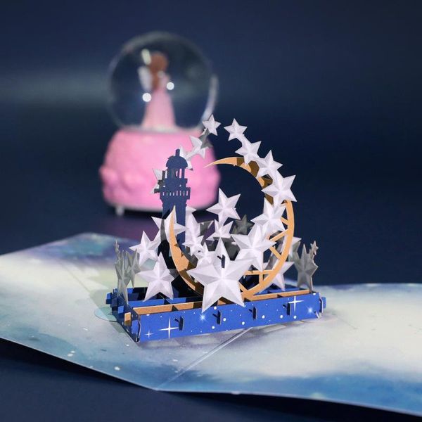 

greeting cards pploxo 3pc 3d starry sky year star moon birthday gift thank you decoration stickers laser cut