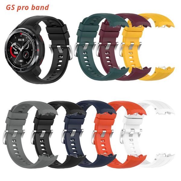 

watch bands original silicone band for huawei honor gs pro official soft waterproof watchstrap 22mm, Black;brown