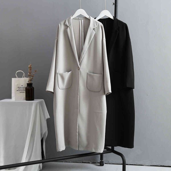 

women's trench coats trench coat women's baggy coat, mainly up to the knee ladies'overcoat mostly open chiffon autumn dhku, Tan;black