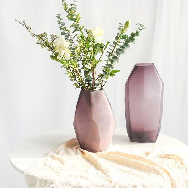 

vases nordic modern light luxury ins cold wind geometric creative flower arrangement frosted glass vase home living room decoration