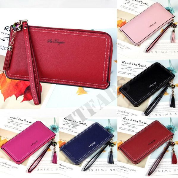 

wallets fashion women lady leather wallet long card phone holder clutch purse handbag, Red;black