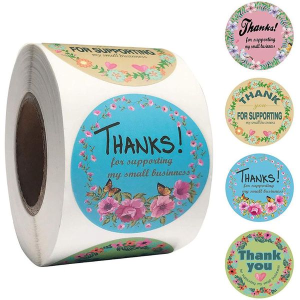 

gift wrap 500pcs/roll self-adhesive sealing paper stickers roll thank you labels for baking packaging seal stationery