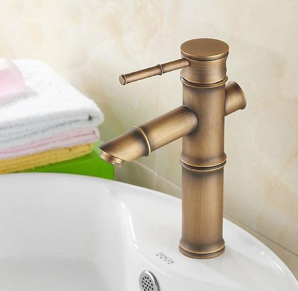 

basin faucet antique brass bamboo shape bronze finish sink single handle and cold water tap lnf239 bathroom faucets