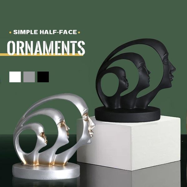 

creative half-face resin black ornaments modern minimalist living room tv cabinet decoration home furnituring for housewarming decorative ob