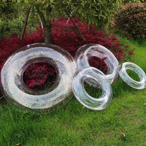 

life vest & buoy ly transparent inflatable swim tube glitter raft round ring for summer pool