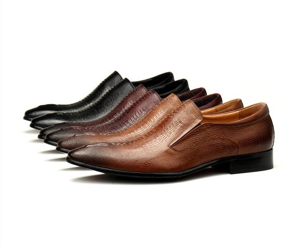 

large size eur45 crocodile grain black / brown/ wine red business dress shoes genuine leather office mens social