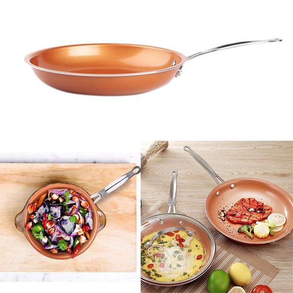 

pans copper saucepan non-stick pan steak with ceramic coating long handle