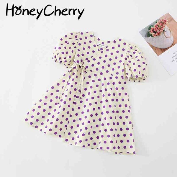 

girls' pointed bubble sleeve tie waist dress summer korean style princess 210515, Red;yellow