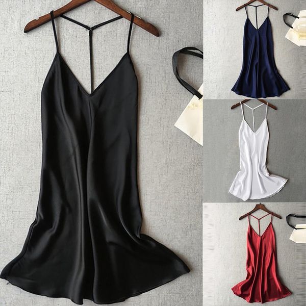 

night dress pijama sleeping women sleepwear plus size lingerie babydoll nightwear silk stain underwear camisola pyjamas, Black;red