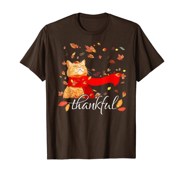 

maple cat leaf fall hello autumn thanksgiving thankful t-shirt, White;black