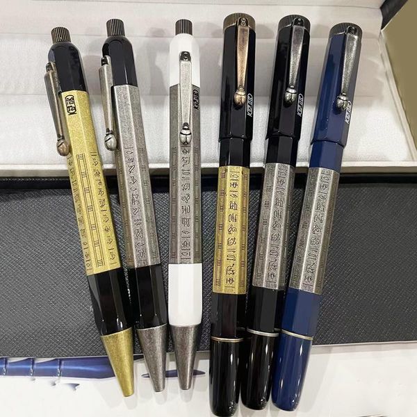 

ballpoint pens heritage series egyptomania pen metal engraving vintage luxury office supplies school stationery no box, Blue;orange