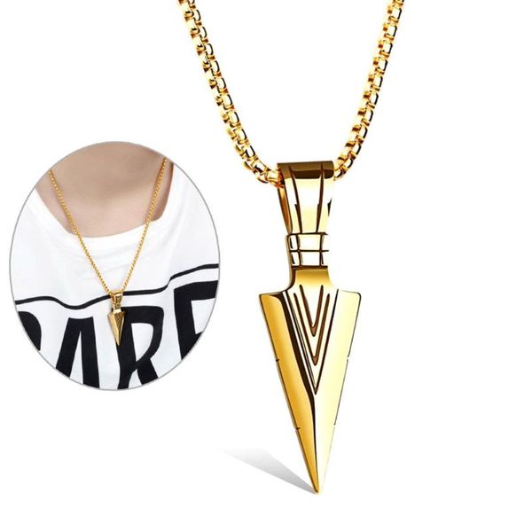 

pendant necklaces women men necklace stainless steel spearhead arrowhead chocker jewelry oct998, Silver