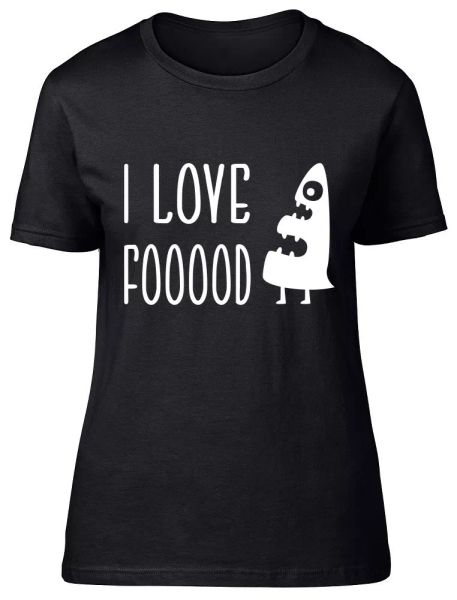 

i love food womens ladies fitted t-shirt, White;black
