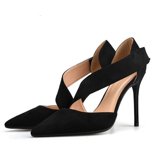 

sandals suede leather footwear women pumps for wedding pointed toe black high heels shoes 6 cm /8 /  stilettos j0041 9t8x