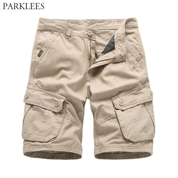 

cargo mens shorts summer with big pocket solid casual khaki men short pants loose military tactical cargo shorts male 210524, White;black