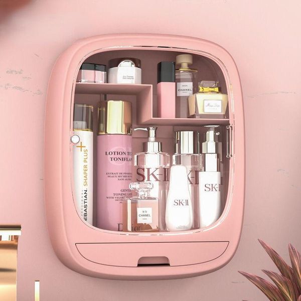 

storage boxes & bins make up organizer makeup box wall-mounted cosmetic rack toilet bathroom water proof perforated shelf holder