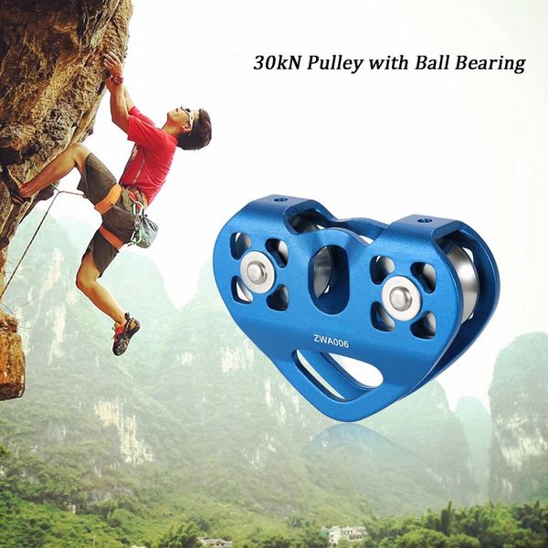 

cords, slings and webbing 30kn cable trolley pulley with ball bearing outdoor rock ice climbing accessories caving rescue aluminum alloy pul