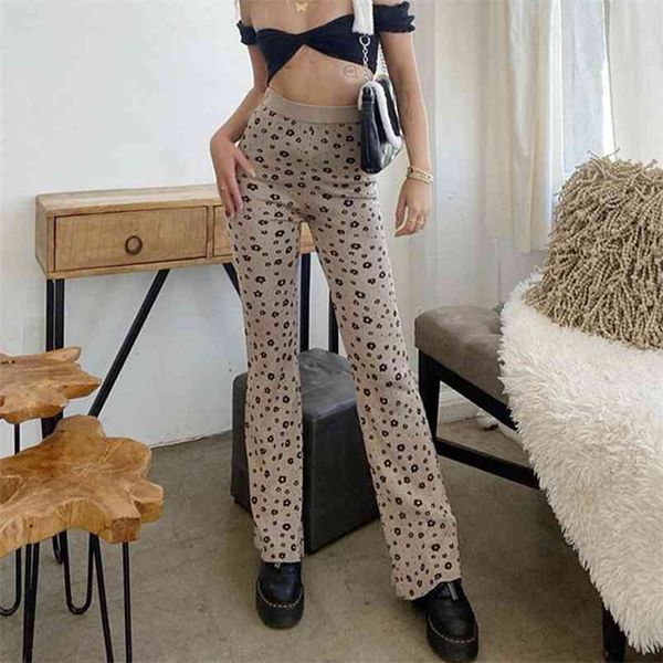 

black circle printed knit trousers for female y2k pants women korean fashion high waist baggy sweatpants capris streetwear 210510, Black;white