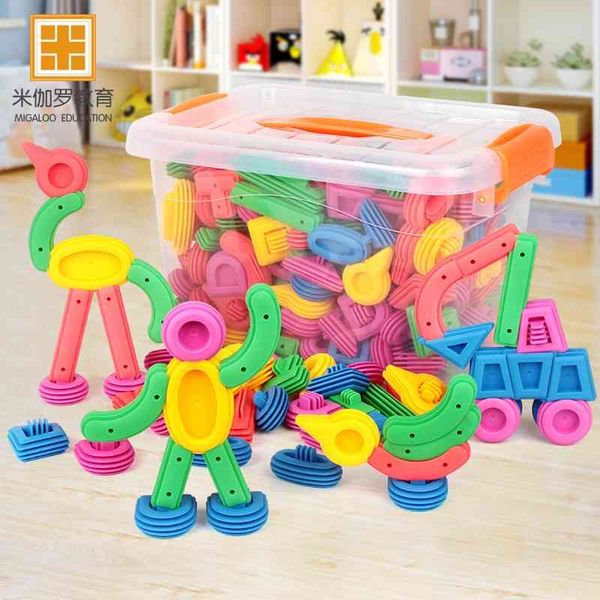 

children's thickened soft rubber building blocks baby 4 early education educational toys assembly baby kindergarten indoor 1-3 years ol